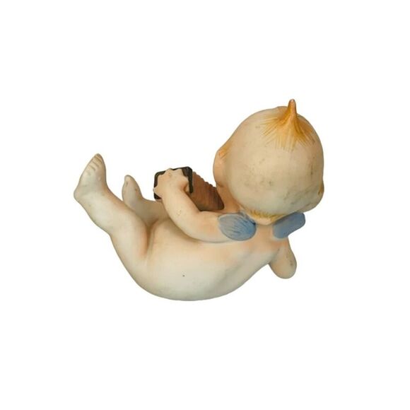 Ardalt #6490F 4" cute Kewpie doll, blue wings plays accordion - Picture 4 of 7